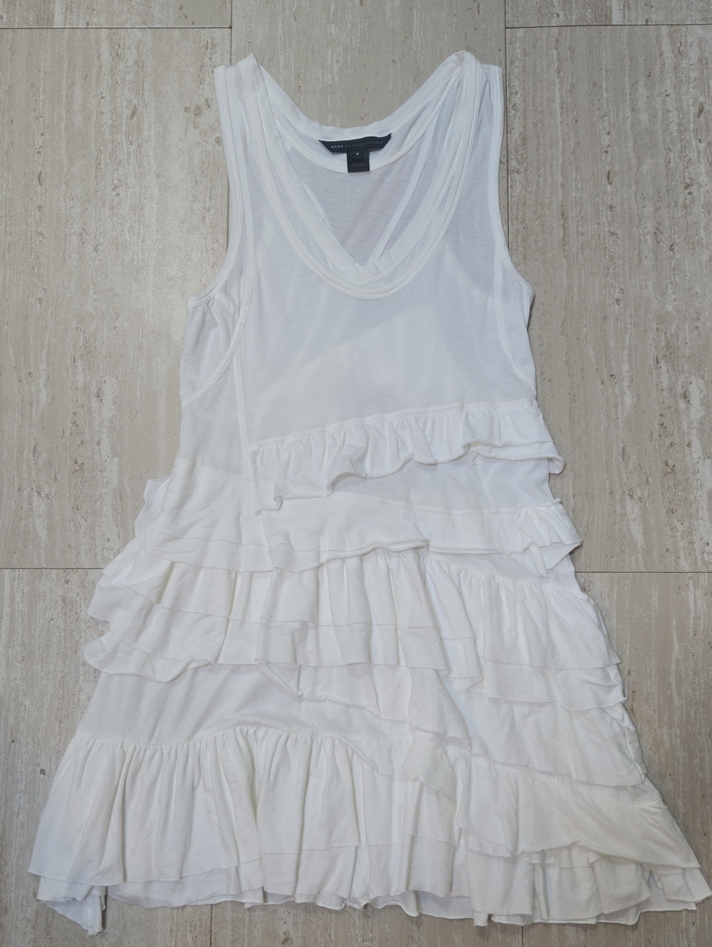Marc by Marc Jacobs White Ruffled Sleeveless Dress
